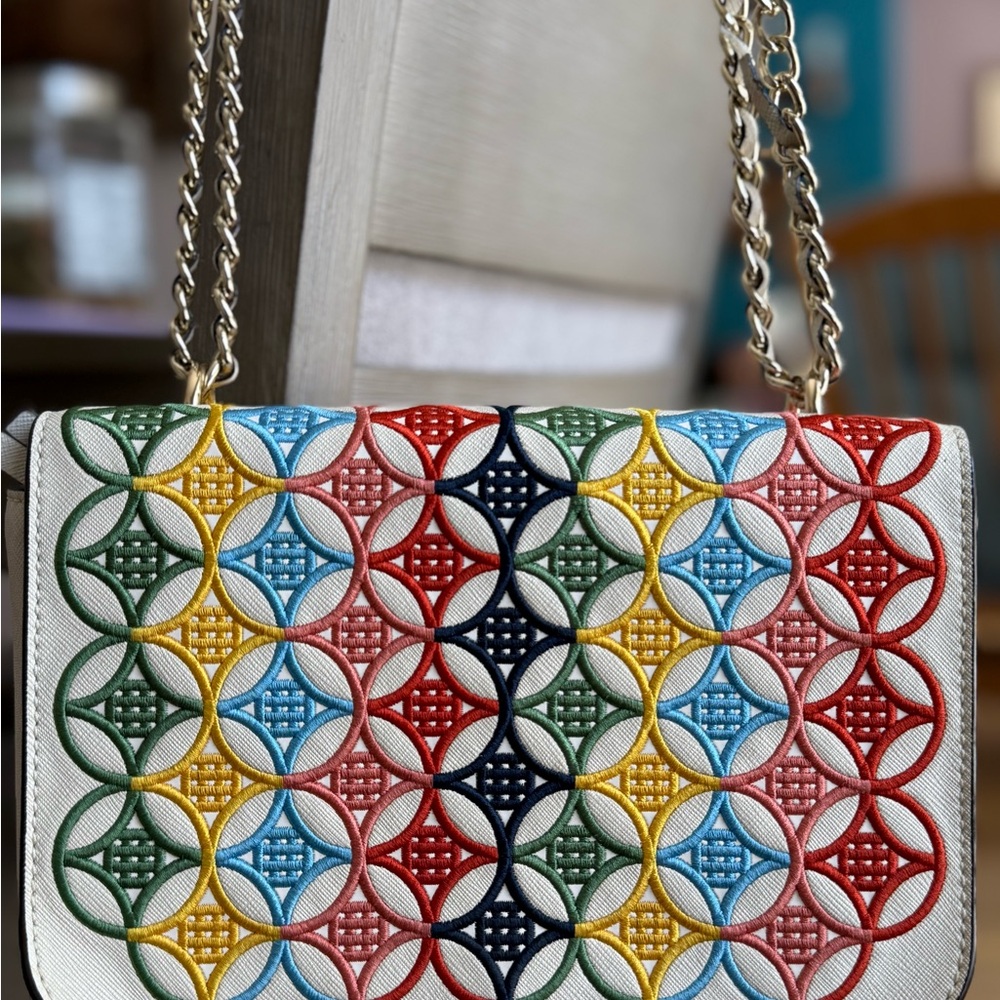 Tory Burch Colorful Geometric Shoulder Bag with chain strap